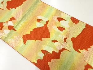 リサイクル　本場筑前博多山並に抽象樹木模様織出し名古屋帯